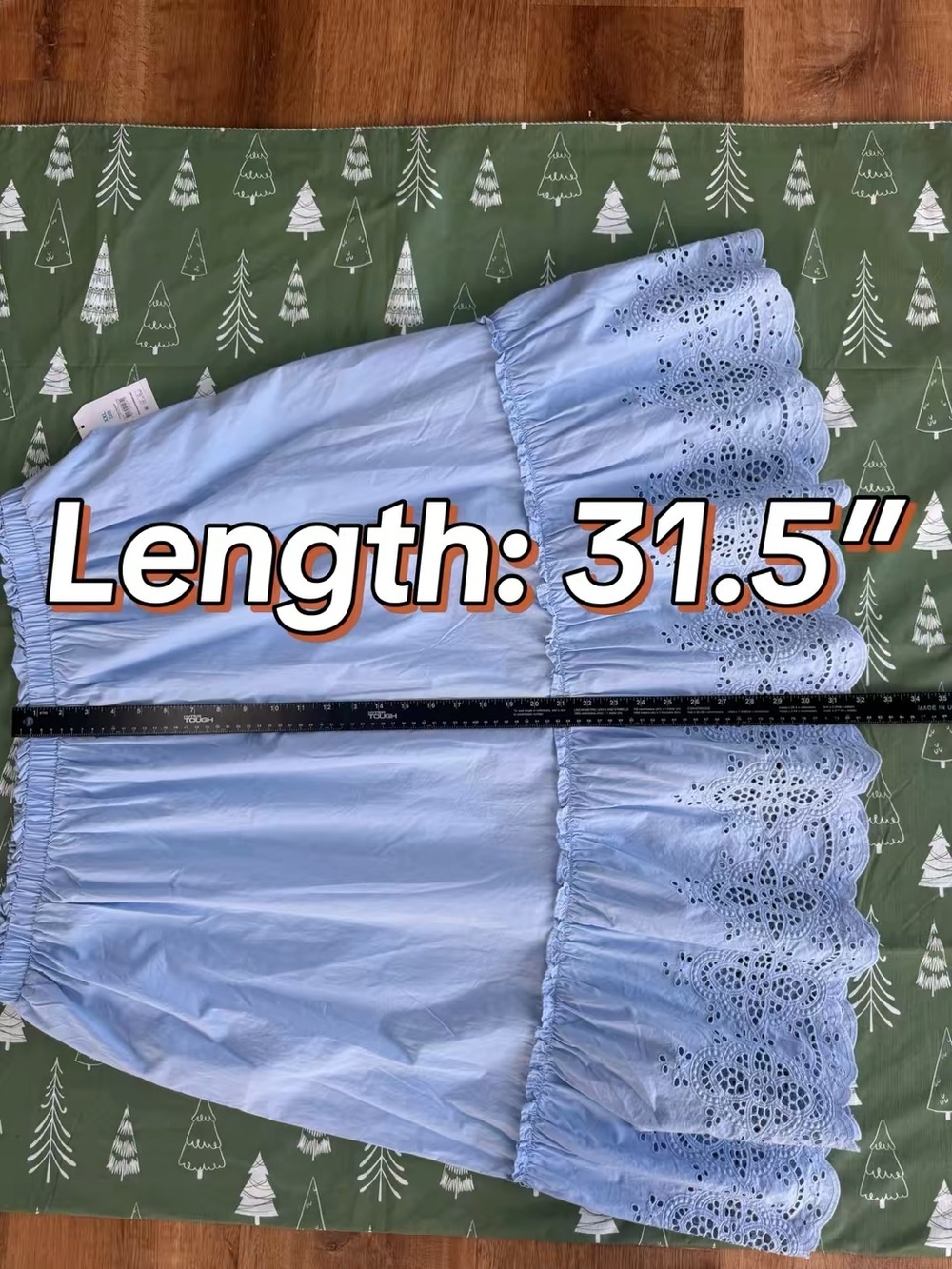 Time and Tru Women's XXL 20 Blue Cotton Eyelet Pull On A-Line Midi Skirt Pockets - Picture 16 of 16